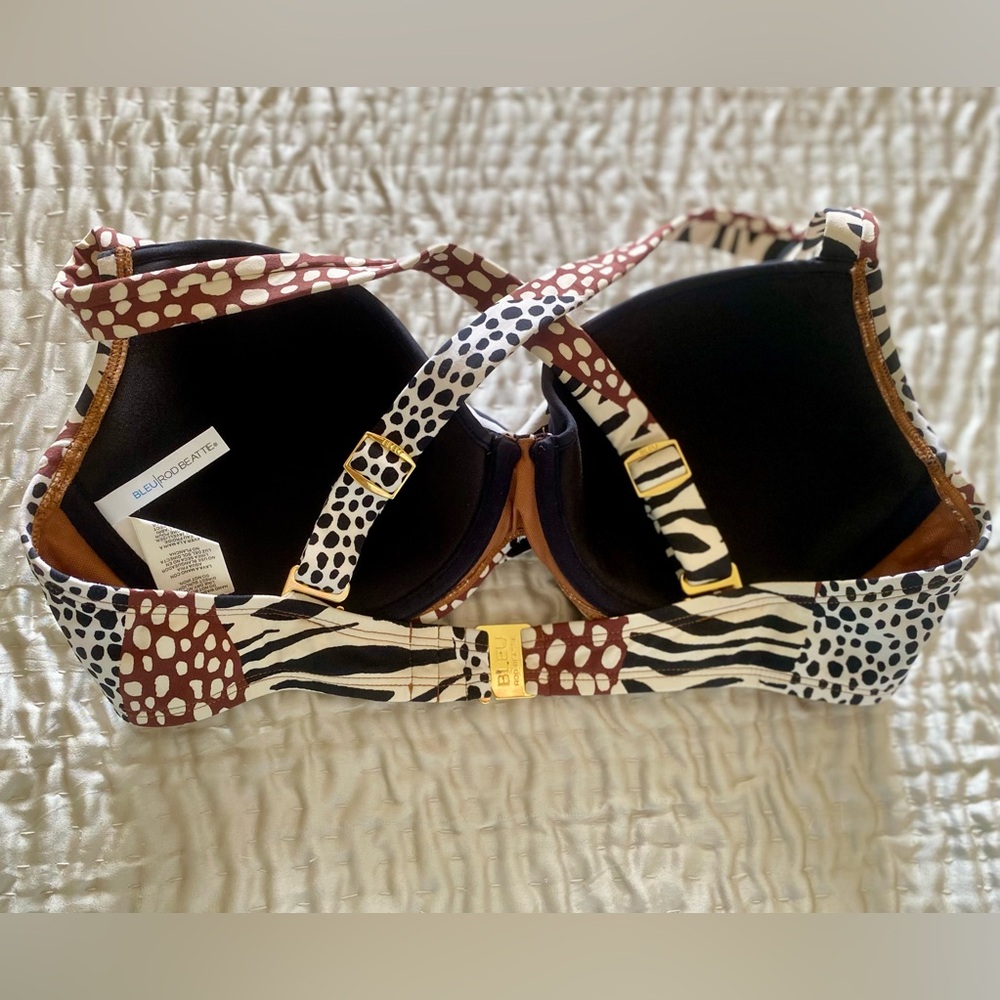 Women’s Bleu Rod Beattie Animal Print Underwire Bikini Top in Brown and Black - Picture 2 of 5